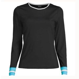 LANDSEND Women's Plus SunShade UPF 50 Long Sleeve Relaxed Rash Guard Swim Tee